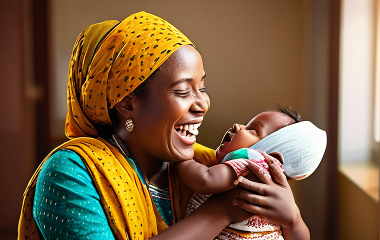 방글라데시의 의료 서비스 - Image Prompt 1: Joyful Outcome of Maternal and Child Health Initiatives**